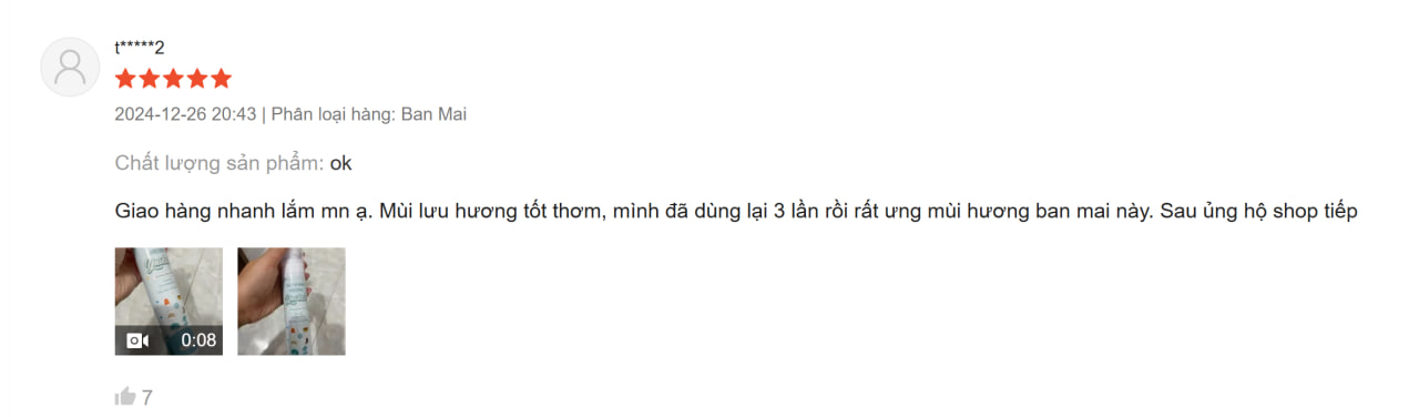 Feedback khách hàng Ynikala 1